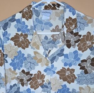 Bon Worth Floral Button-Up Blouse, MP (PTP= 22") Vintage